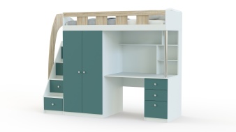 Кровать-чердак с рабочей зоной Клаус 13 BMS из МДФ