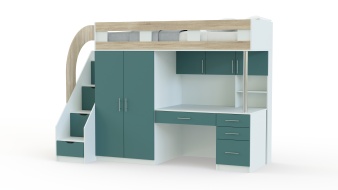Кровать-чердак с рабочей зоной Мираж 5 BMS из МДФ