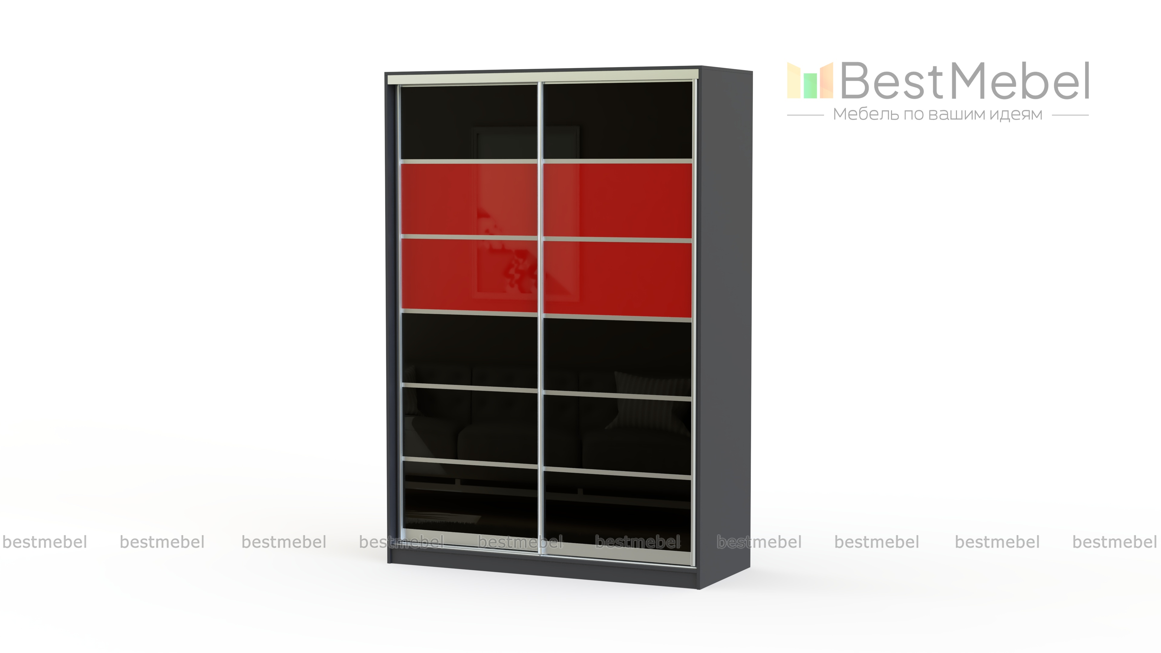 Шкаф-купе двухдверный Стандарт Цветные стекла BMS